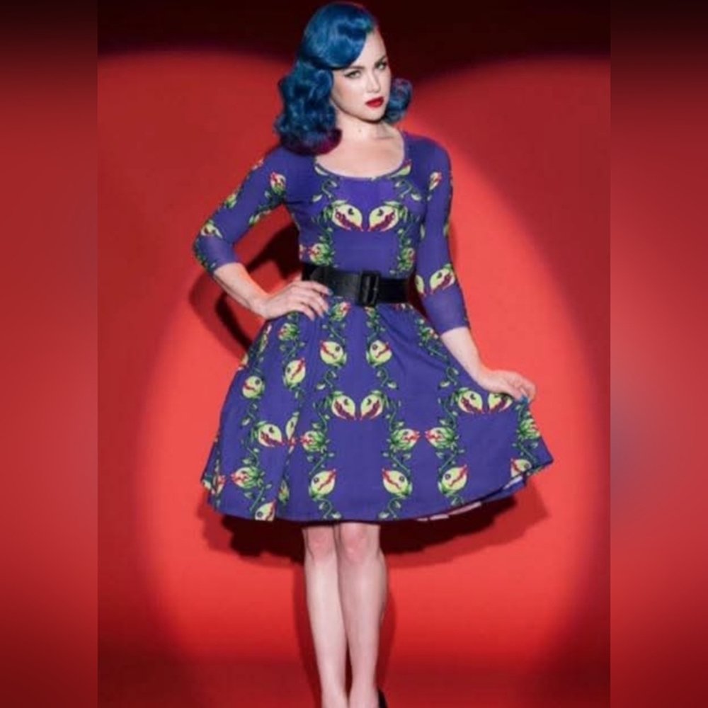 RARE Deadly Dames By Michelline Pitt Hot Rod Honey Venus Fly Trap Swing Dress